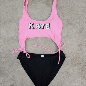 Pink and Black Statement Swim Set - Ok Bye!